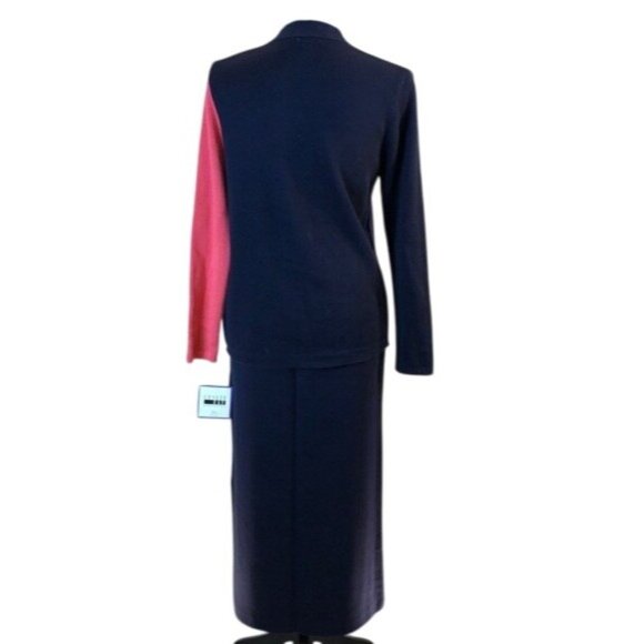 NWT Vintage 2 pc Set Leslie Fay Midi Skirt & Long Sleeve Knit Top Petite Small - Picture 2 of 5